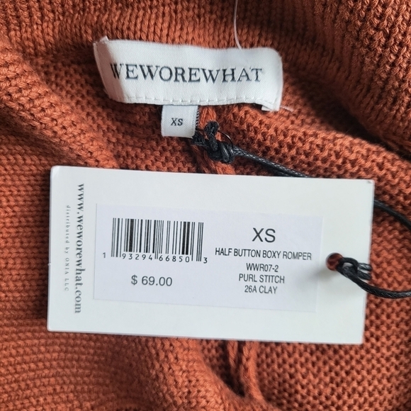 New WeWoreWhat Half Button Boxy Clay Knit Sweater Romper NWT XS - Picture 12 of 15